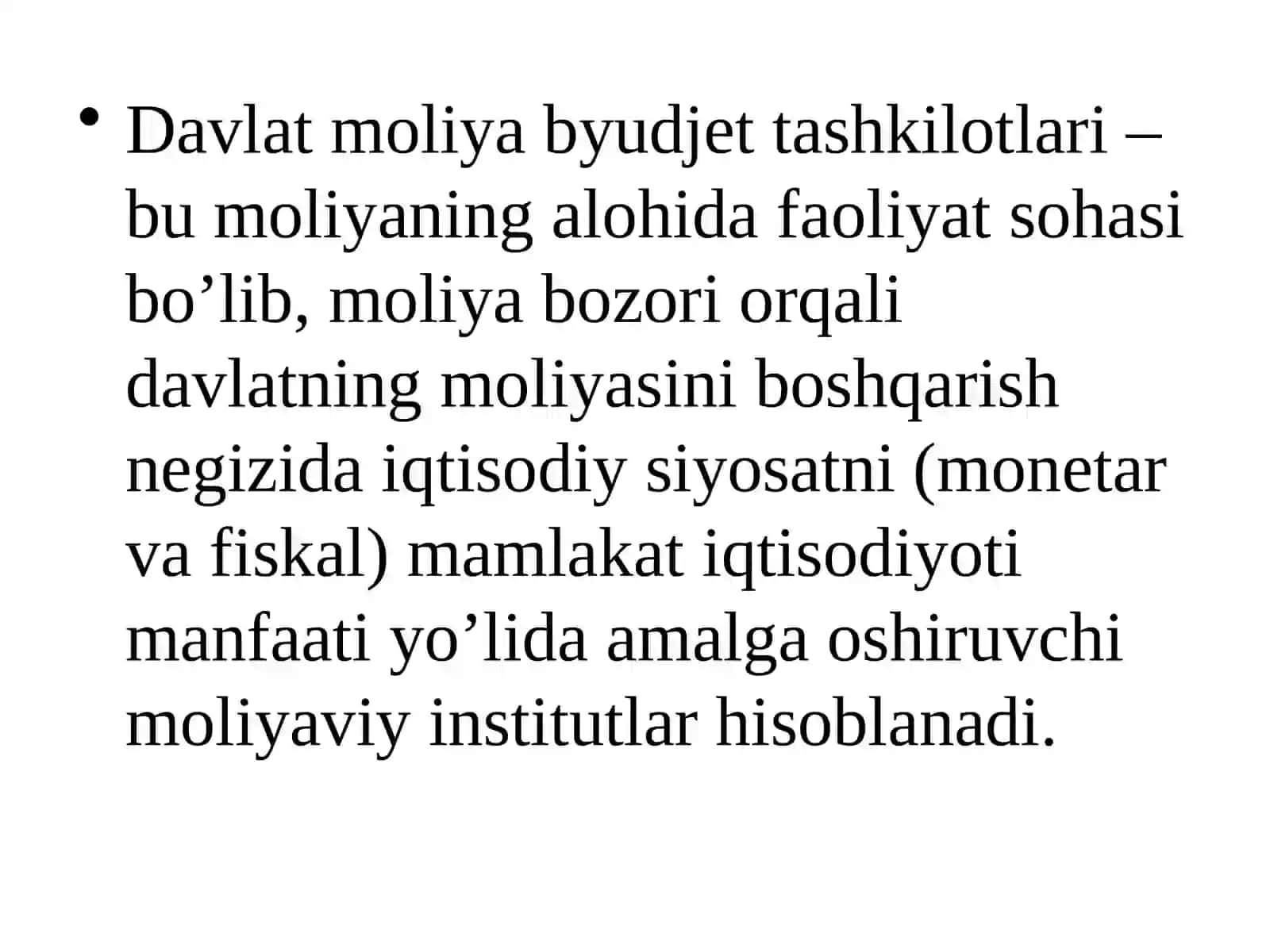 Davlat moliyaviy institutlarining moliyabozoridagi faoliyati va roli 2