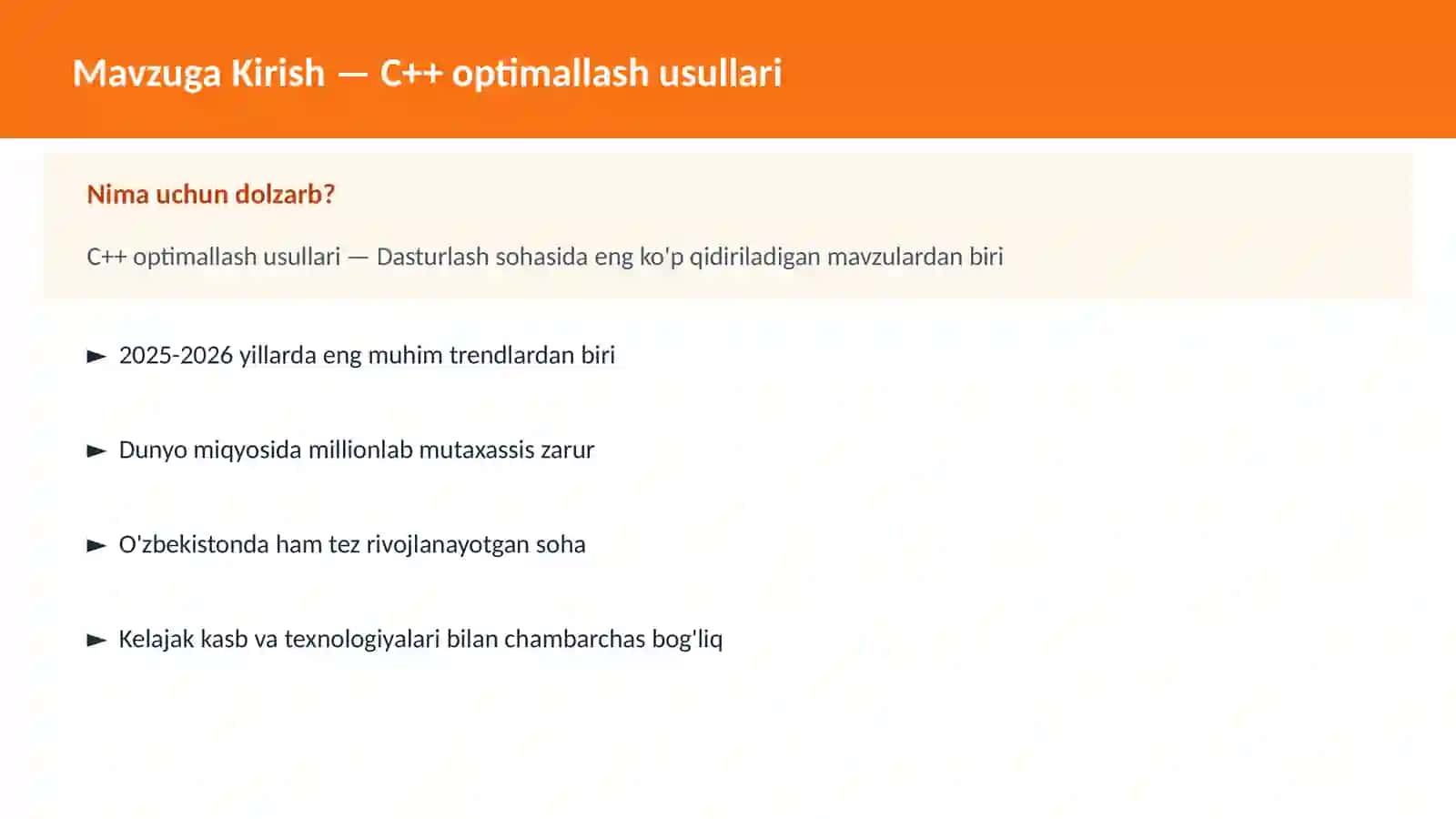 C++ VA TIZIM DASTURLASH 2