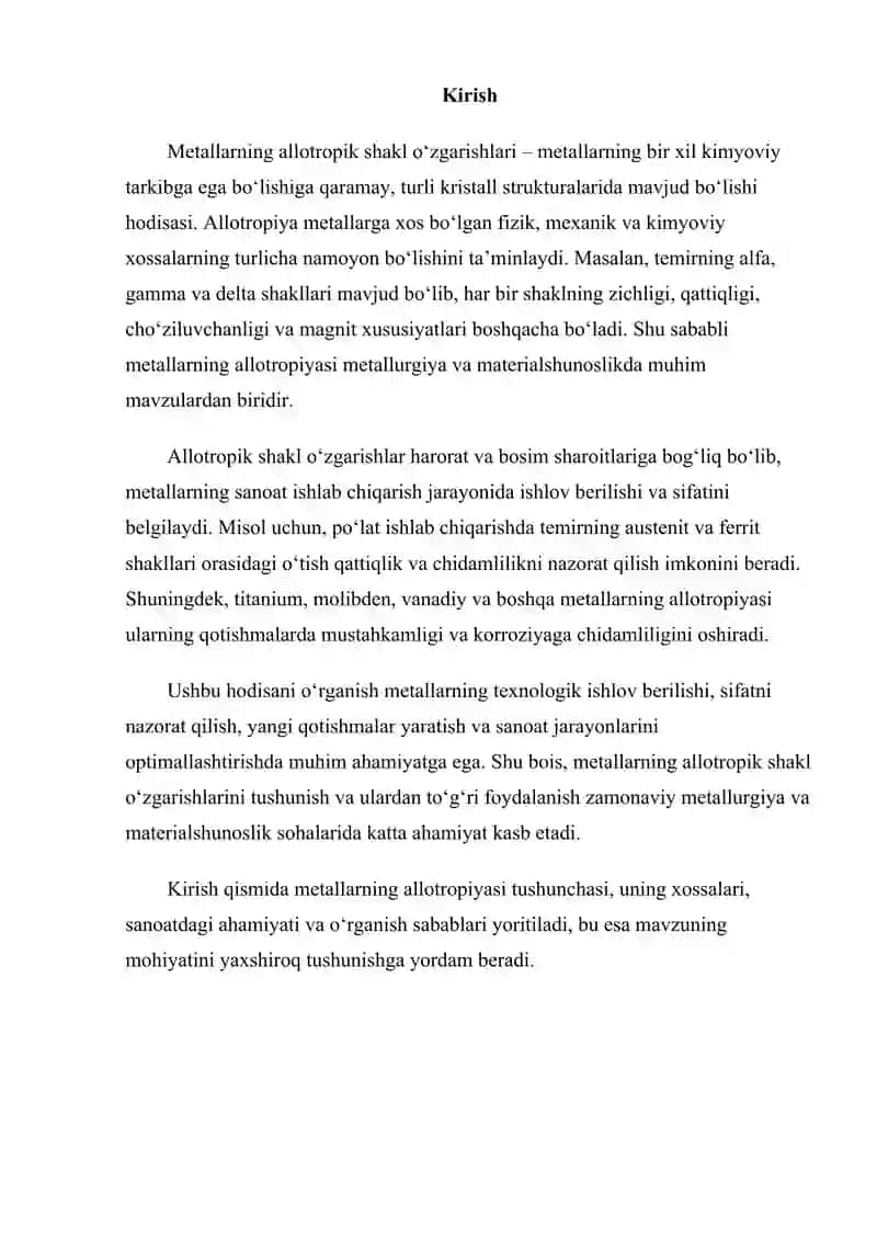 Metallarning allotropik shakl o‘zgarishlari 2