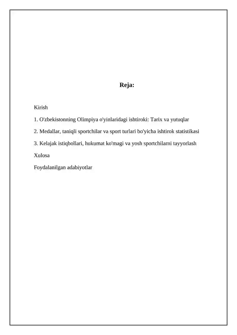 O’zbekiston respublikasini olimpiadada ishtiroki 2