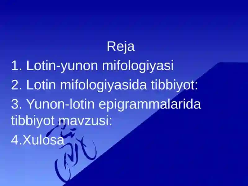 Tibbiyotda lotin - yunon mifologiyalari Yunon-lotin epigrammalarida tibbiyot va salomatlik 2