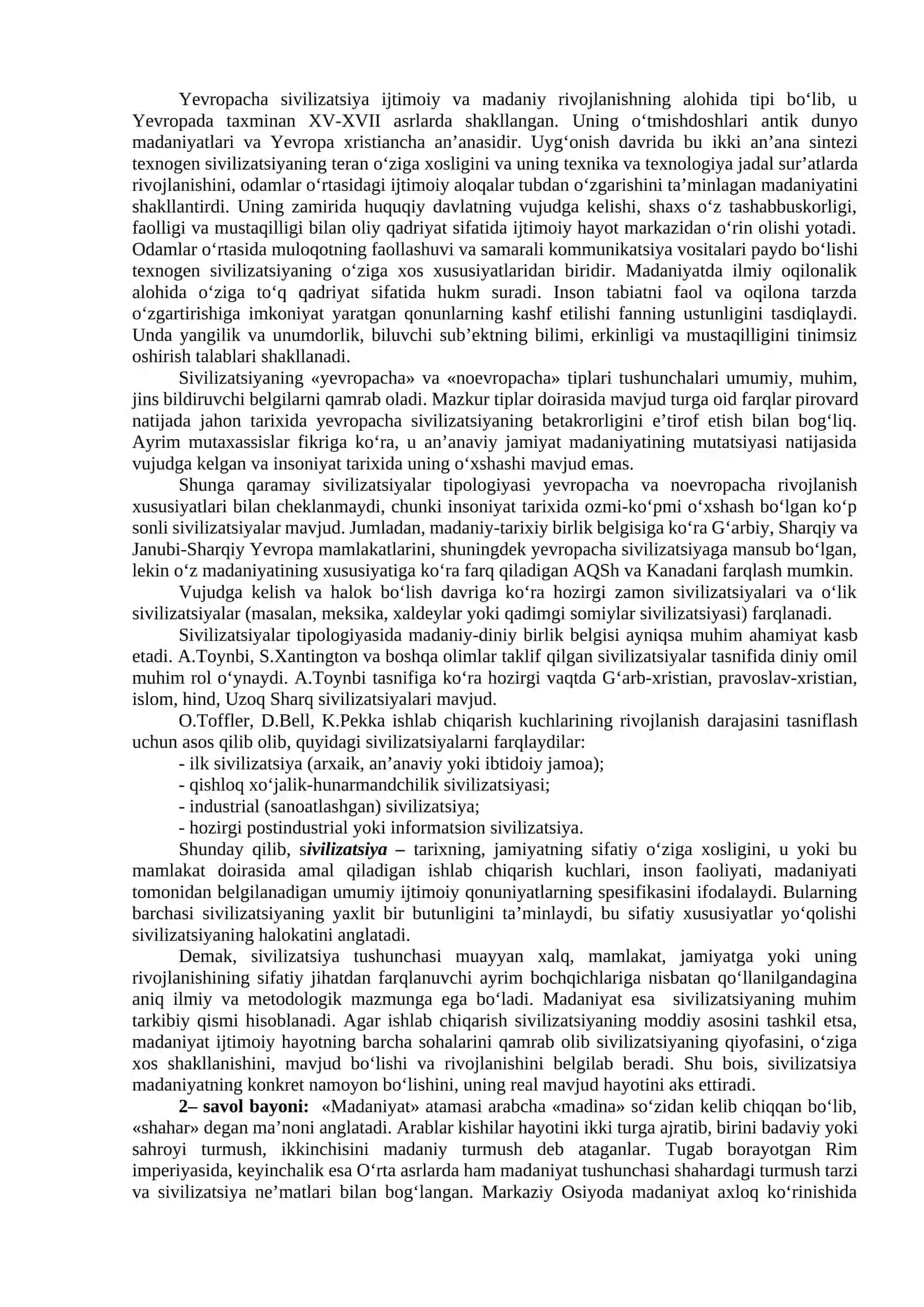 MADANIYAT, SIVILIZASIYA VA QADRIYAT FALSAFASI 2