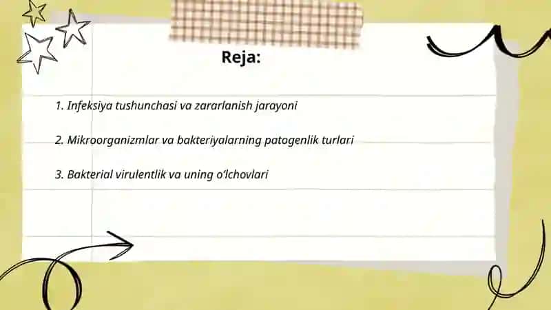 Infeksiya haqidagi taʼlimot.Bakteriyalarning patogenligi va virulentligi. 2