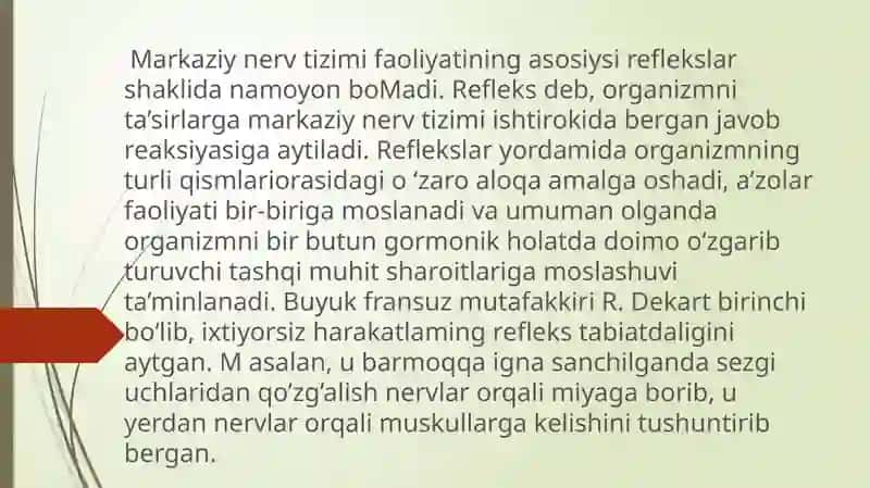 FIZIOLOGIYA fanidan tayyorlagan MUSTAQIL ISHI 2