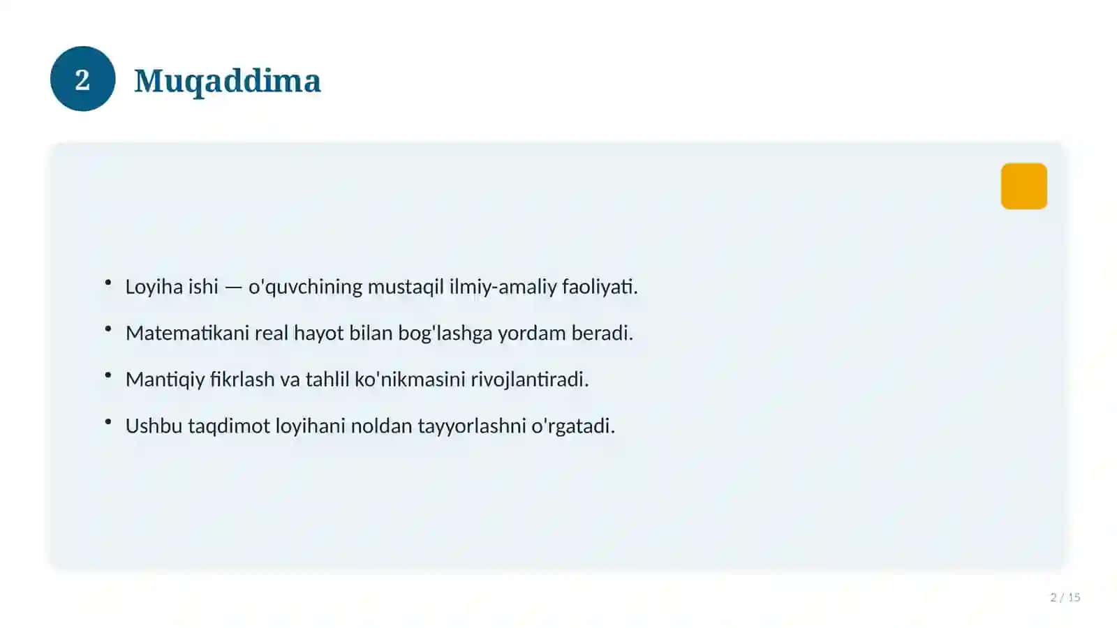 6-sinf matematika fanidan loyiha ishi 2