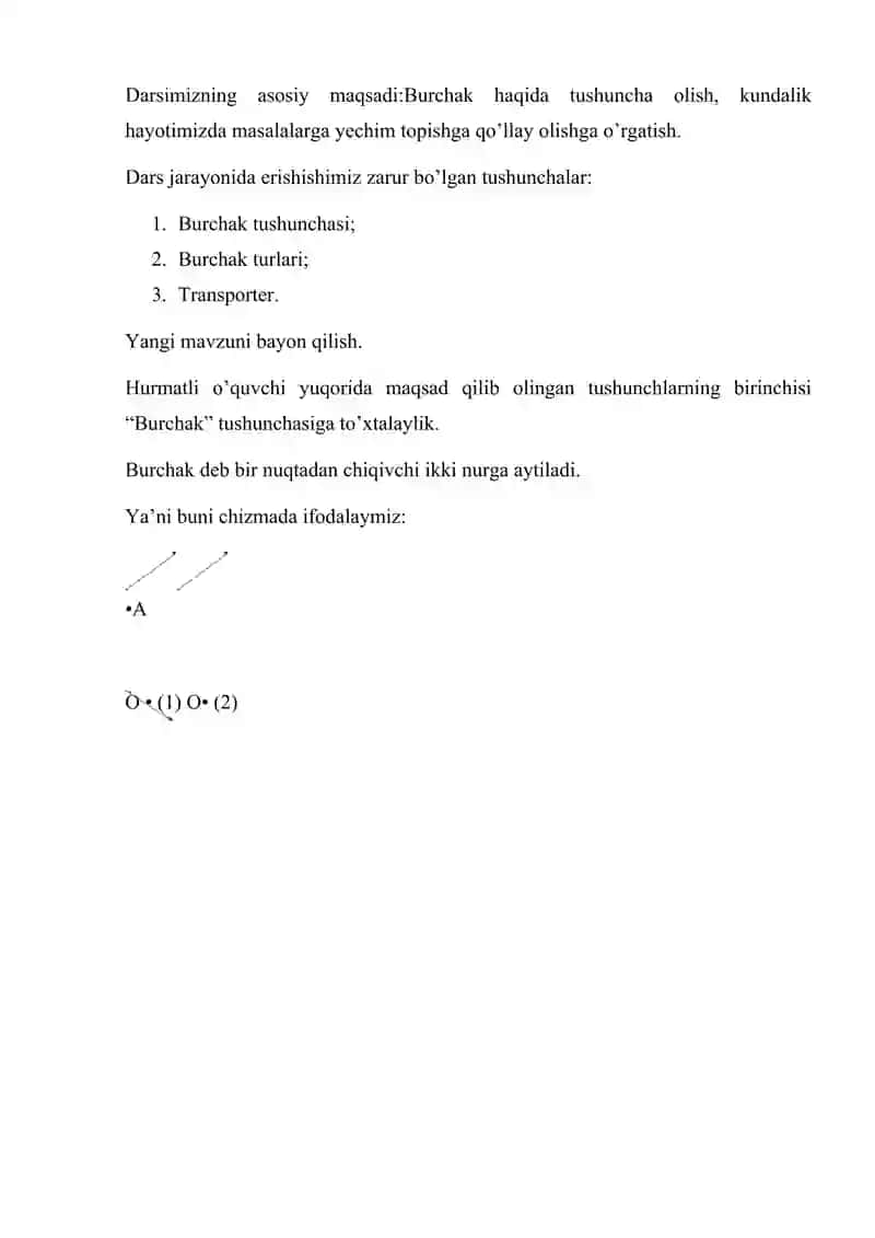 BURCHAK TURLARI BURCHAKLARNI TRANSPOTIR YORDAMIDA O'LCHASH 2