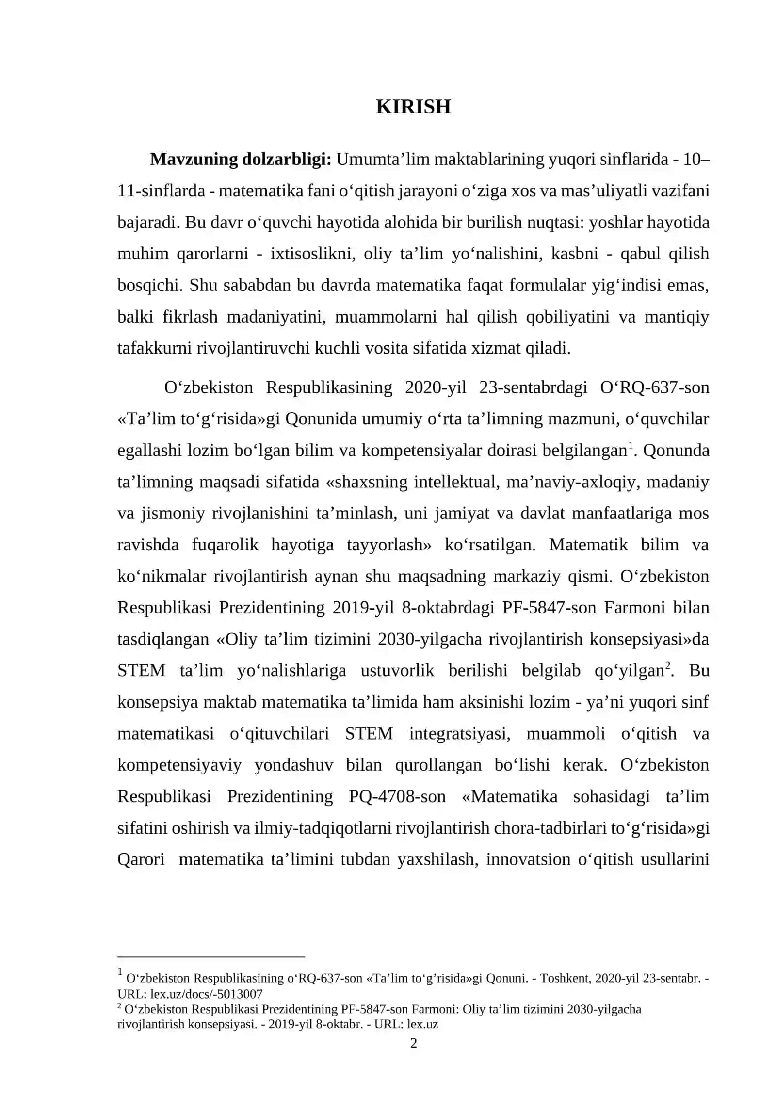 Umumta’lim maktablari yuqori sinflarida matematika o‘qitishda o‘quvchilarni matematik bilim va ko‘nikmalarini rivojlantirish 2