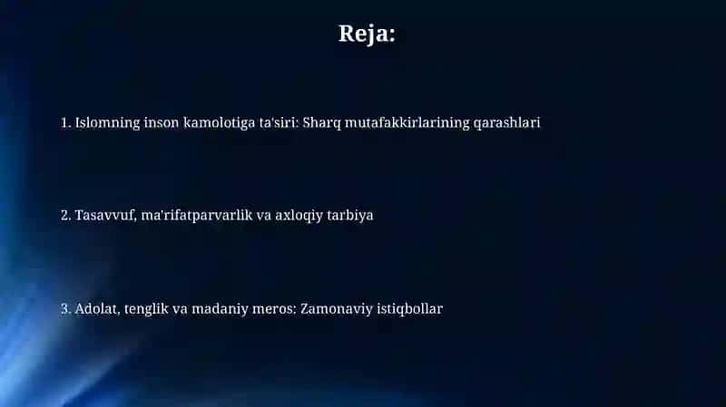 Sharq mutafakkirlarining Islom dinining inson kamolotiga ta'siri haqidagi g'oyalari 2