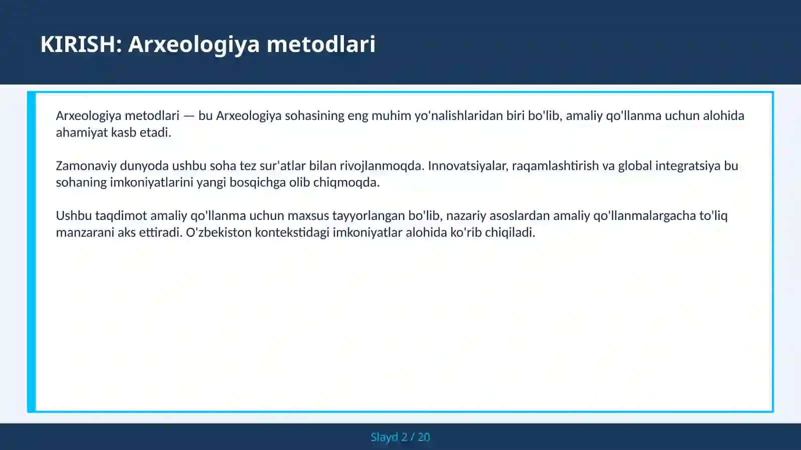 ARXEOLOGIYA METODLARI 2