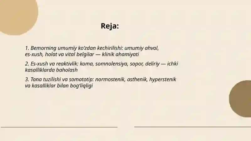 Bemorni umumiy ko‘zdan kechirish 2