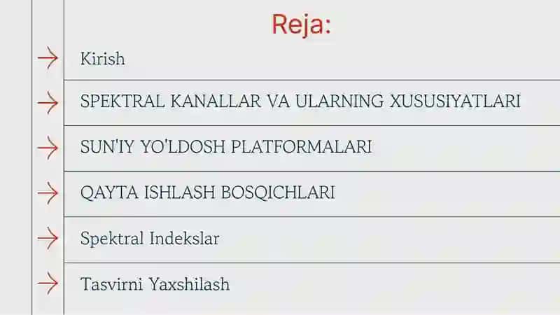 Masofaviy zondlash multispektral rasimni qayta ishlash 2