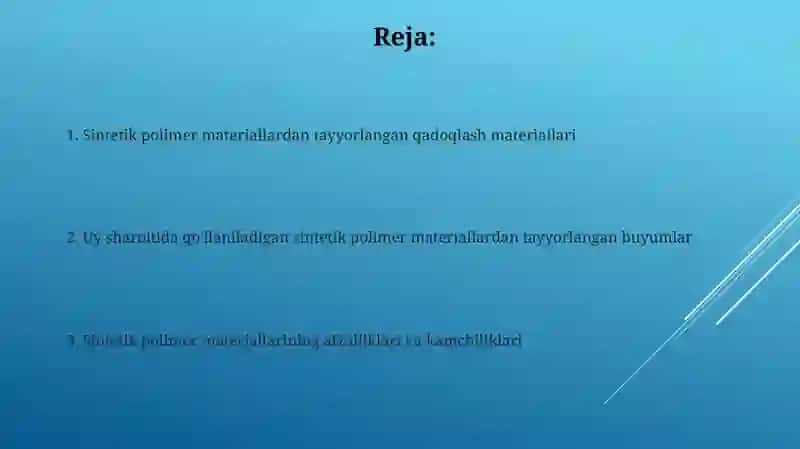 Sintetik polimer materiallardan tayyorlangan buyumlar va orov boģlash materiallari 2