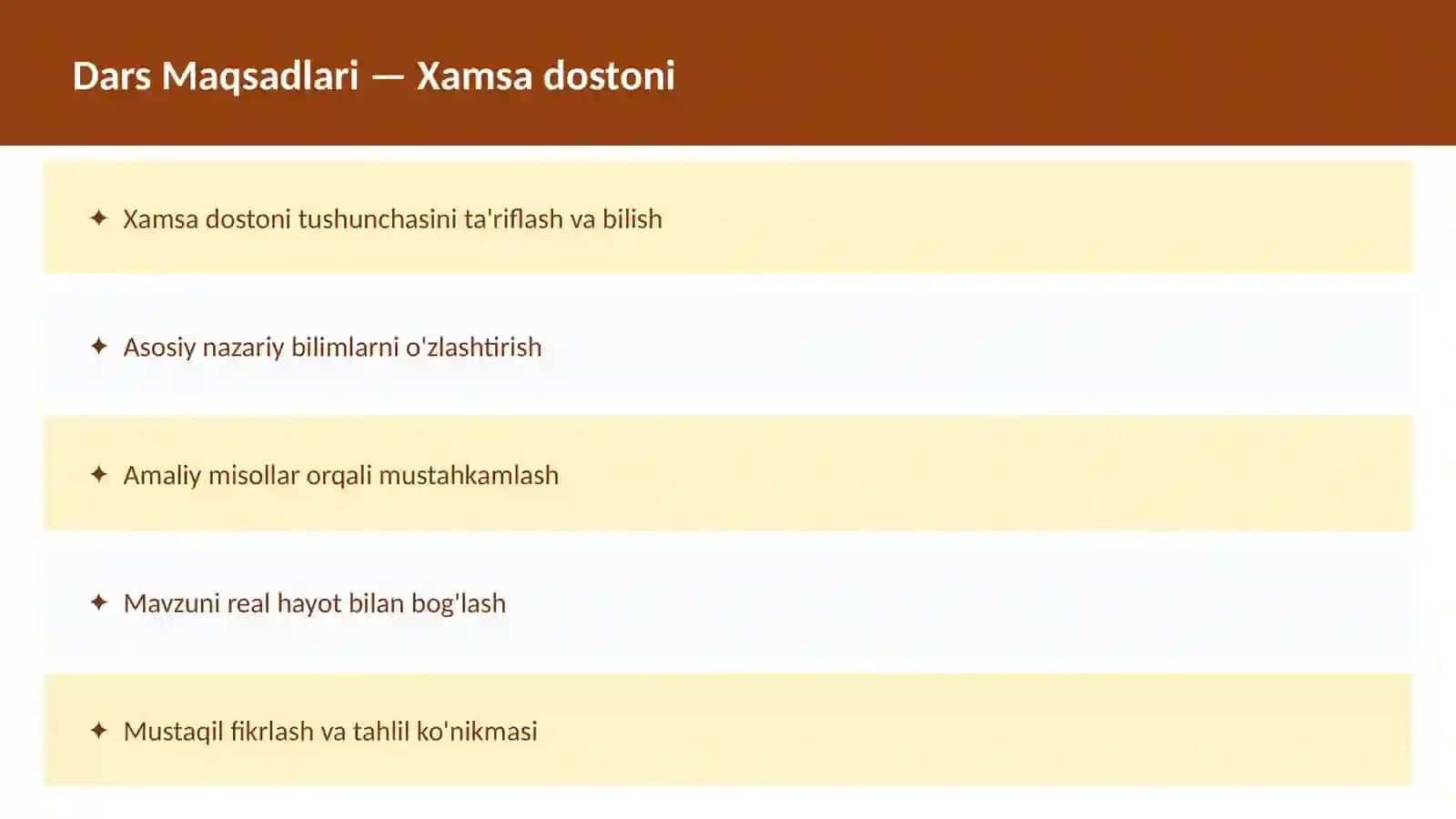 Xamsa dostoni dars ishlanma 2