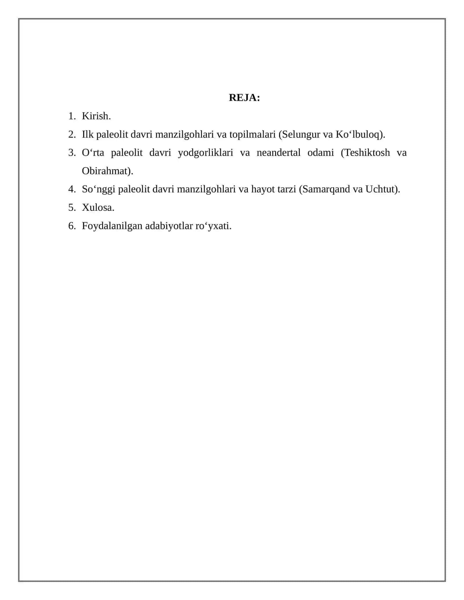 PALEOLIT DAVRI MANZILGOHLARI VA ULARNING O‘RGANILISH TARIXI 2