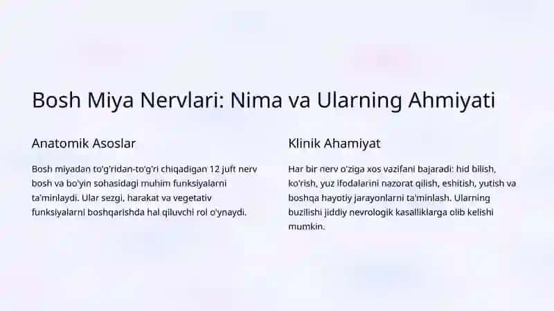 Bosh Miya Nervlarini Tekshirish Usullari 2