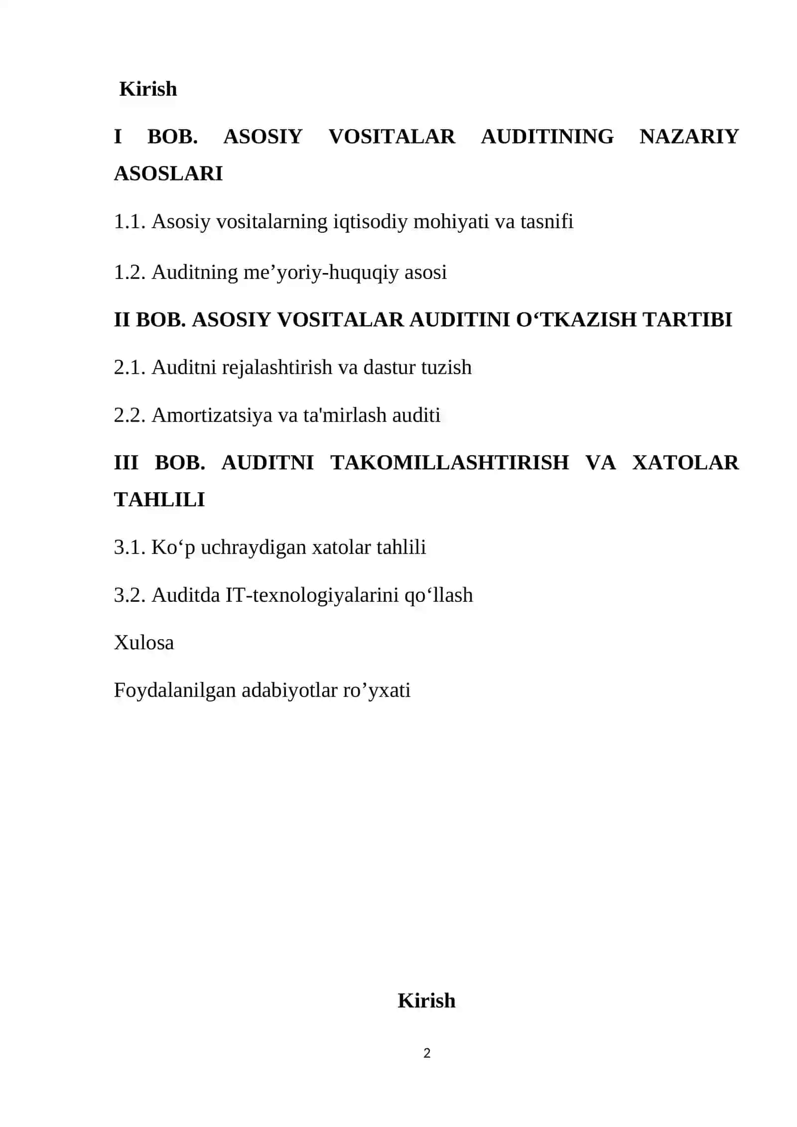 Asosiy vositalar auditi 2