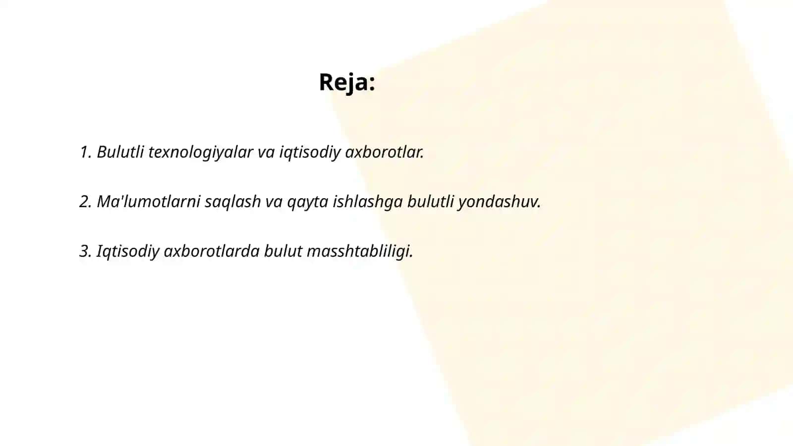 Iqtisodiy axborotlarni qayta ishlash jarayonida bulutli texnologiyalardan foydalanish 2