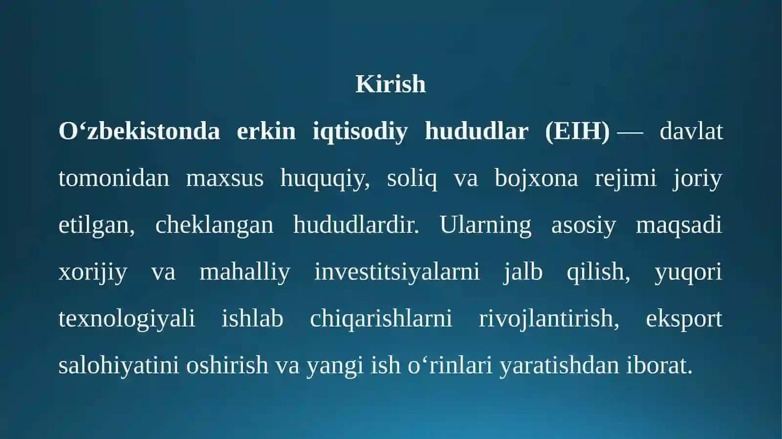 O’ZBEKISTONDA ERKIN IQTISODIY HUDUDLAR 2