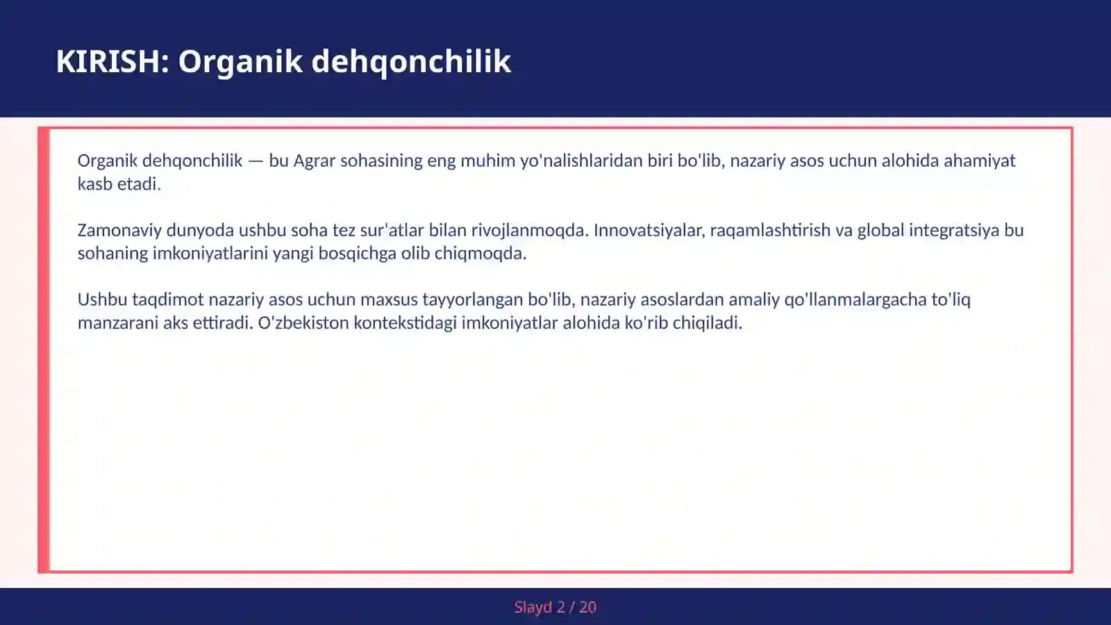Organik dehqonchilik 2