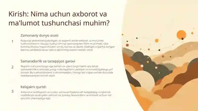 Axborot va ma'lumot tushunchasi: Keng qamrovli tahlil 2