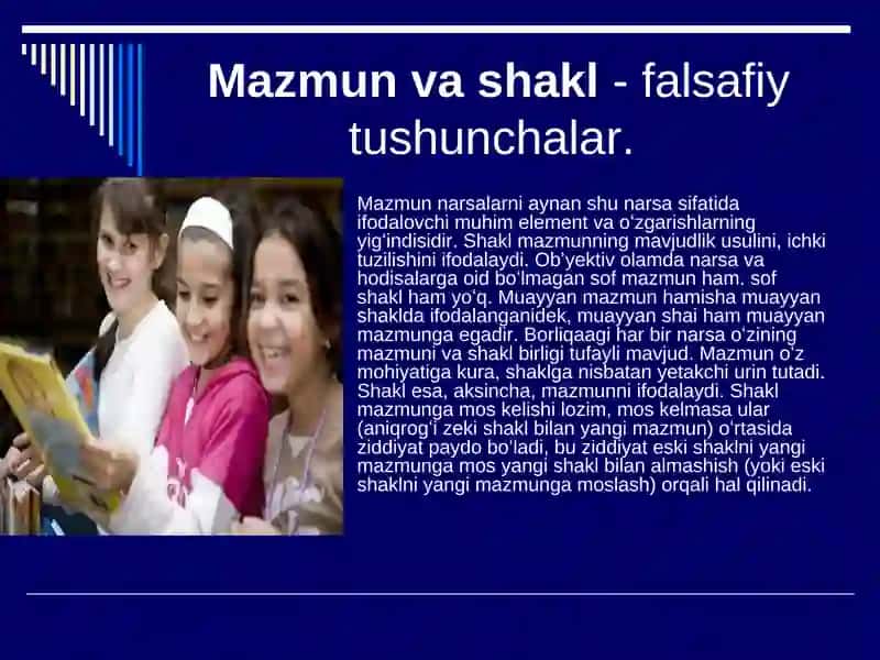 Badiiy adabiyotda mazmun va shakl birligi 2