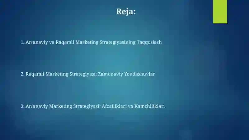 An'anaviy va raqamli marketing strategiyasi 2