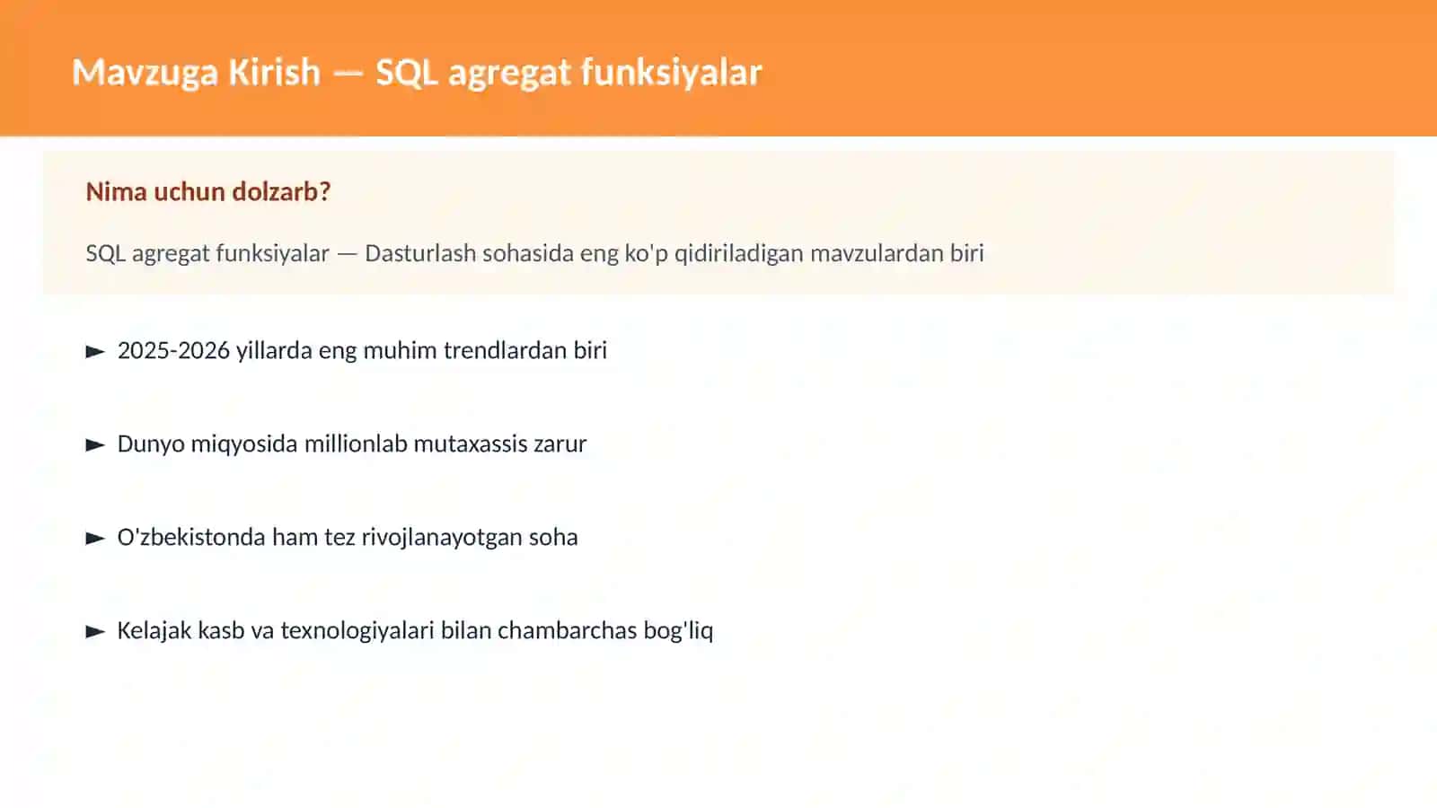 SQL agregat funksiyalar 2