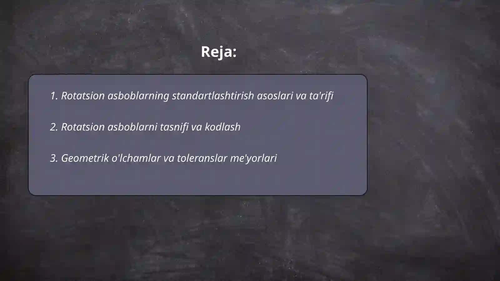 Rotatsion asboblarning standartizatsiyasi 2