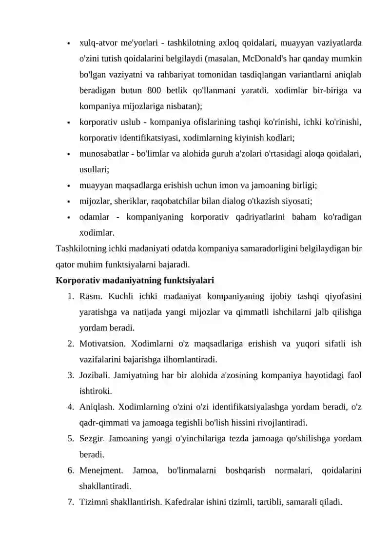 Korporativ madaniyat tashkilot uchun manba 2