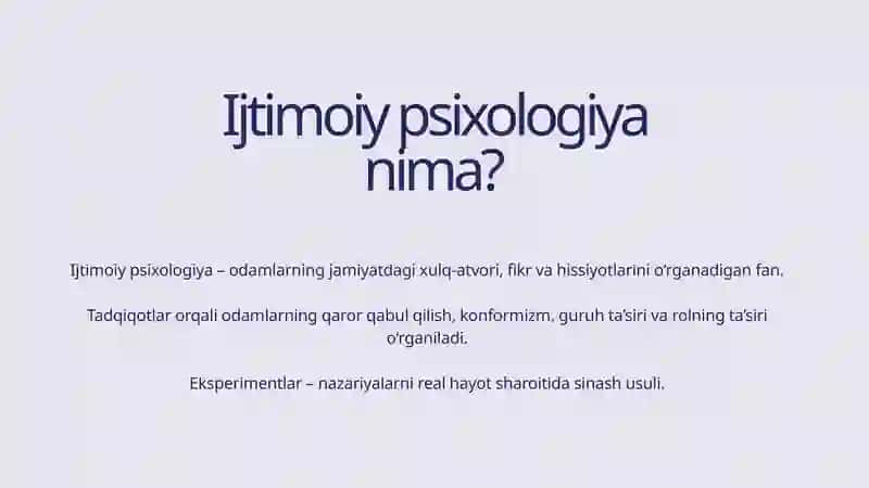 Ijtimoiy psixologiyada eksperimentlar 2