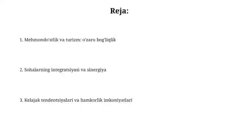Mehmondo‘stlik va Turizm Sohalarining O‘zaro Bog'liqlik 2