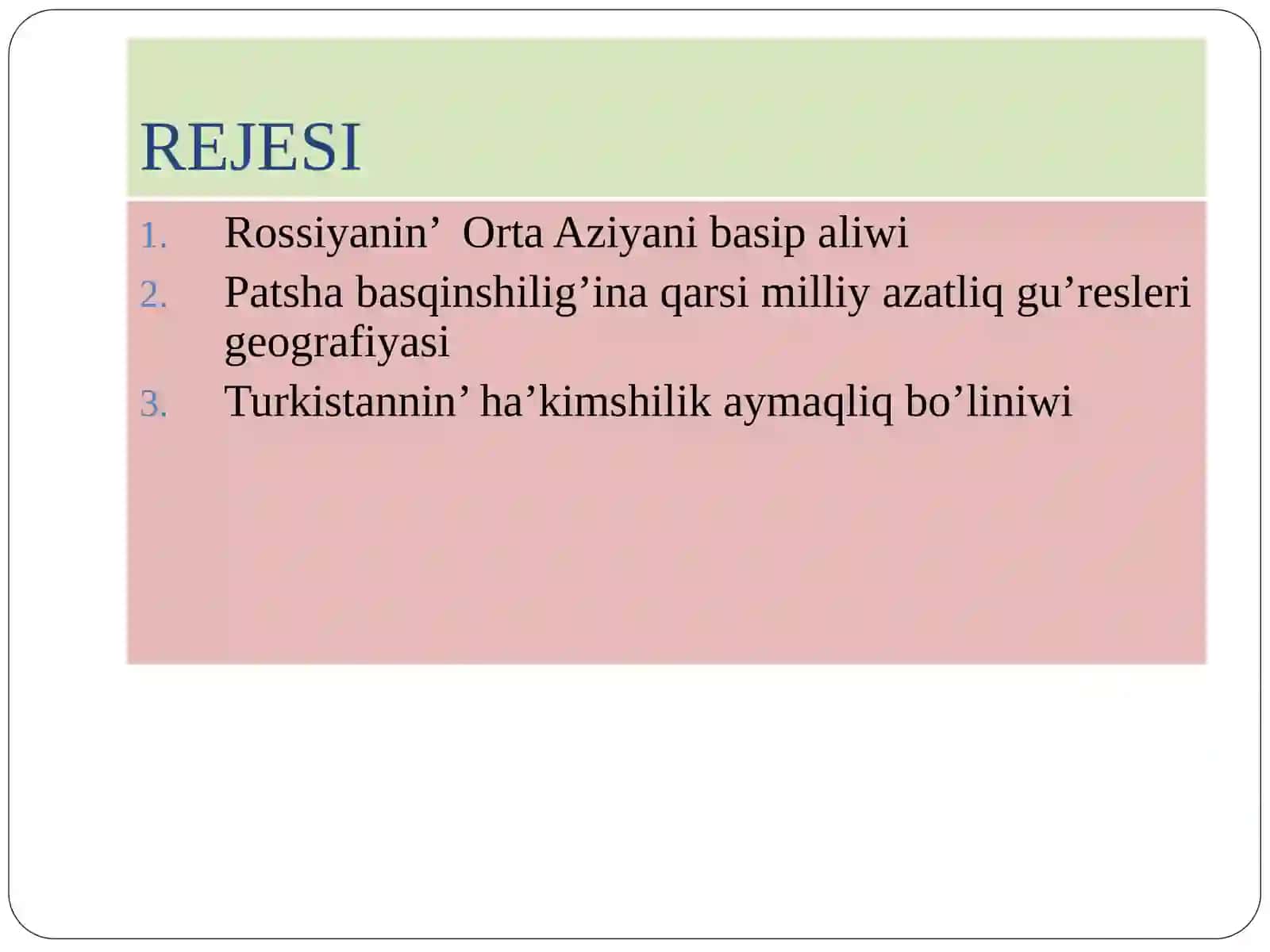 Оrta Aziyanin' Rossiya imperiyasi basqariwidawirindеgitariyхıy gеоgrafiyası 2
