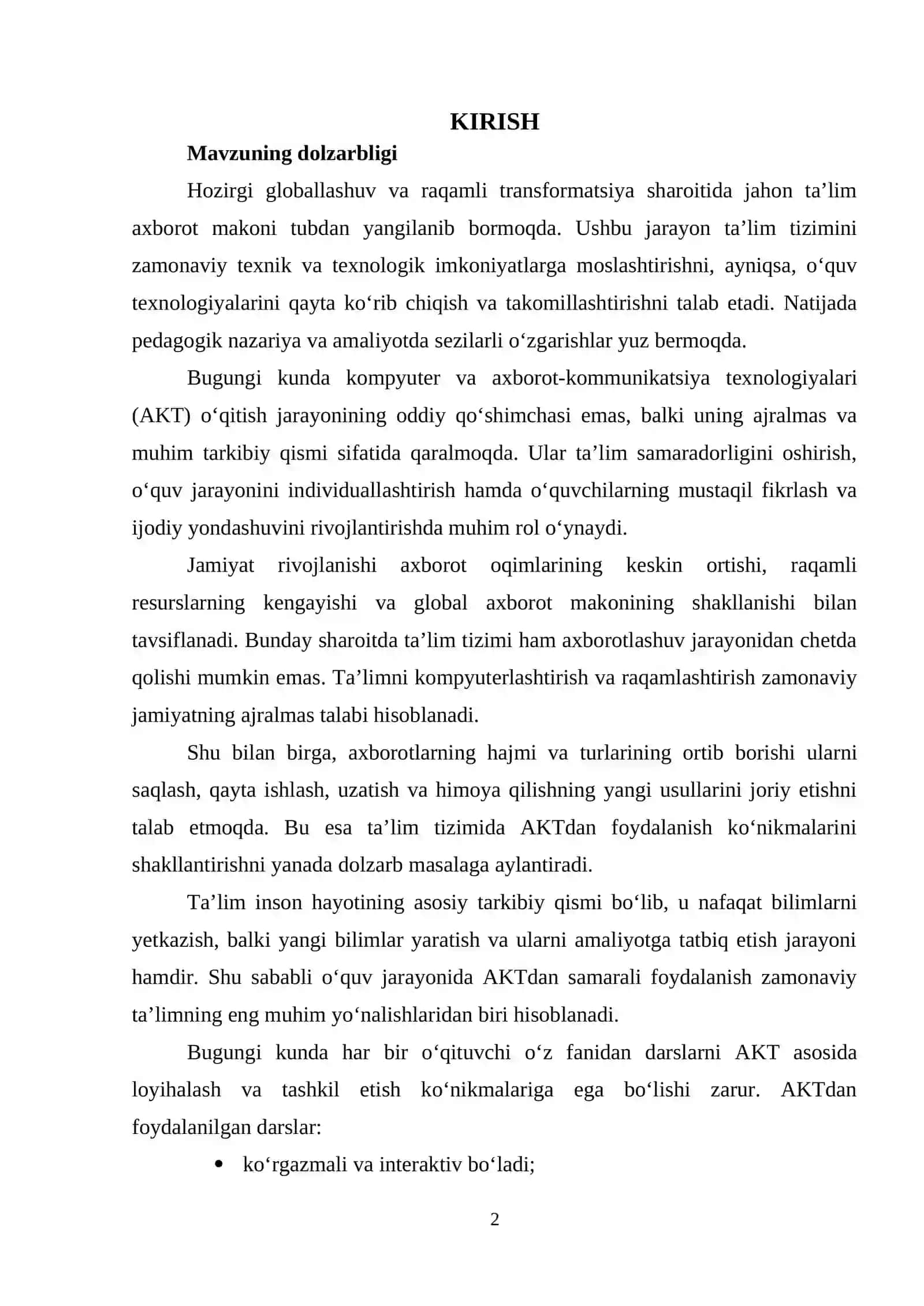 Pedagogik fanlarni o‘qitishda axborot texnologiyalaridan foydalanish 2