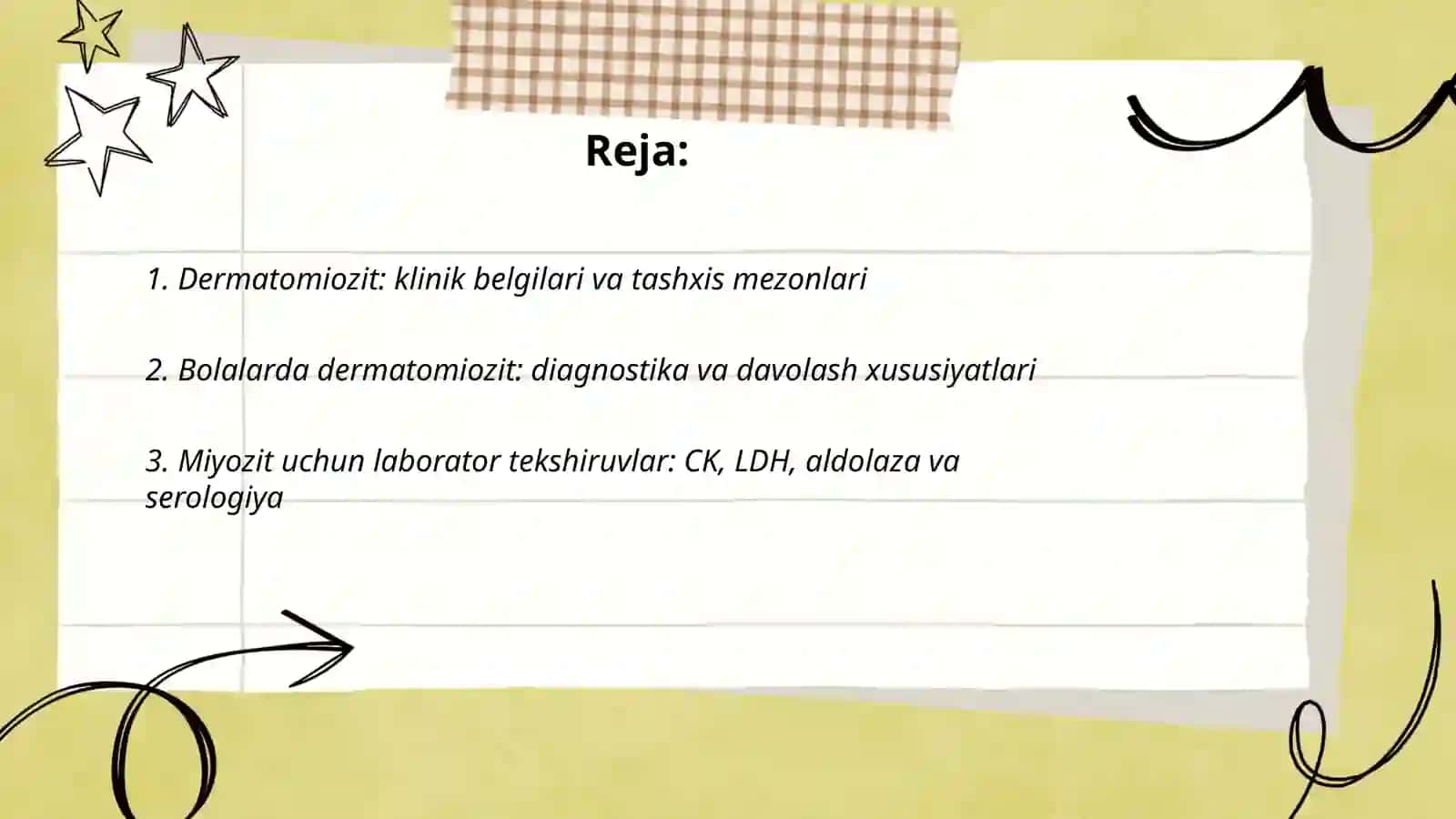 Dermatomiozit va tizimli vaskulitlarning diagnostika me‘zonlari, aktivlik darajalari, davolash usullari 2