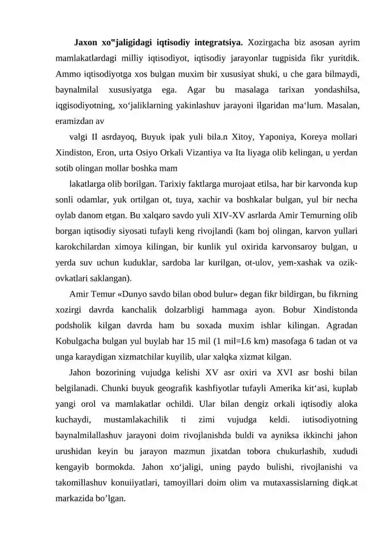 Jahon xo`jaligi to'g'risidagi iqtisodiy g’oyalar 2
