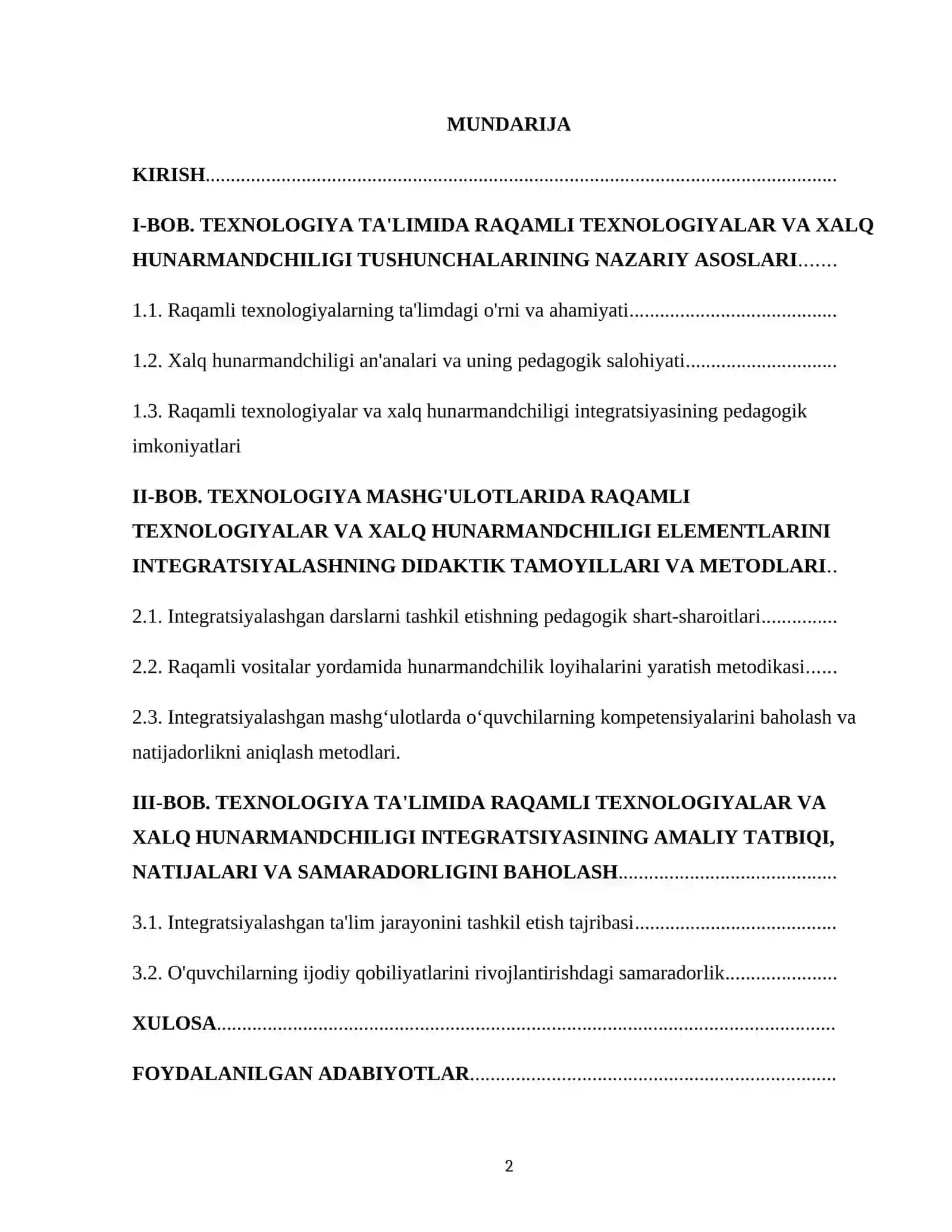 Texnologiya fani mashg'ulotlarida raqamli texnologiyalar hamda xalq hunarmandchilik elementlari integratsiyasining ditaktik imkoniyatlari 2