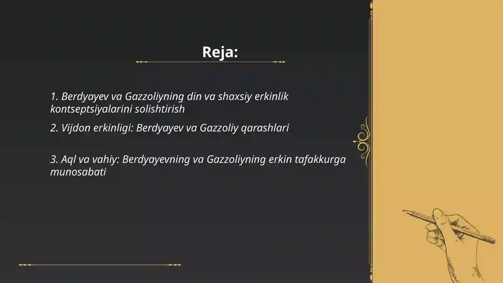 Din va hurfikirlik (Berdyayevning shu mavzudagi goyalarini Gazzoliyniki bilan qiyoslash 2