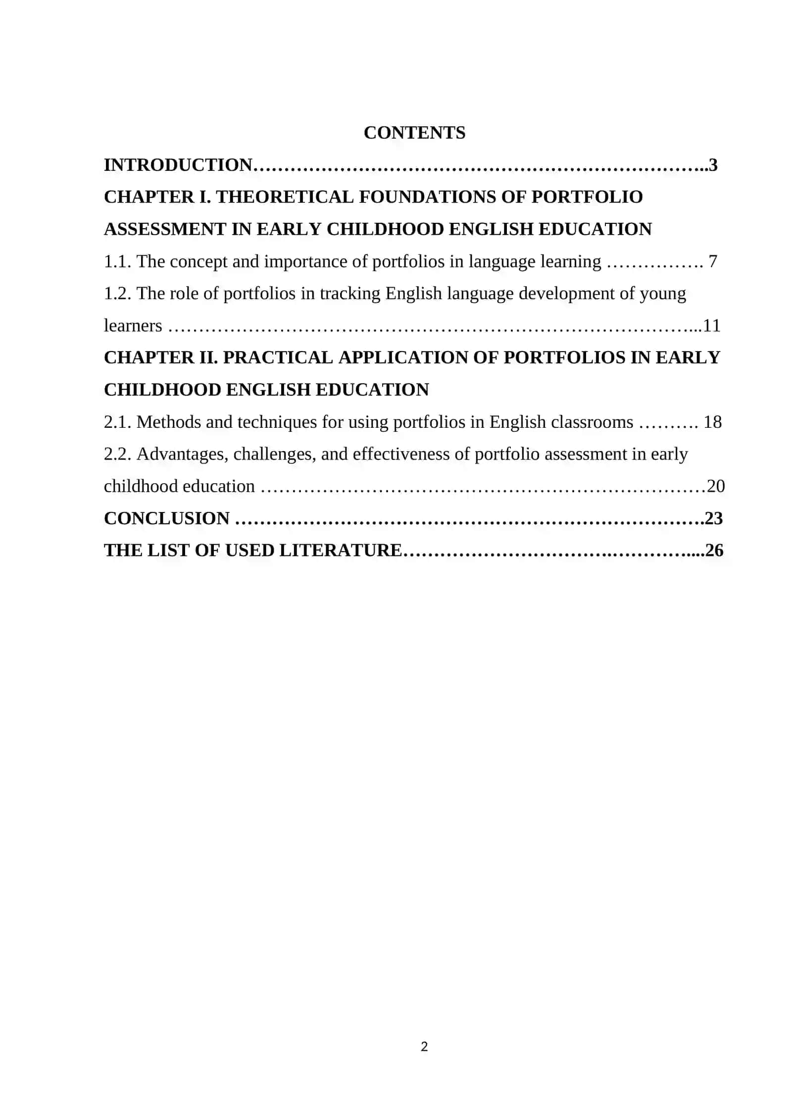 COURSEWORK: USING PORTFOLIOS TO TRACK ENGLISH LANGUAGE DEVELOPMENT IN EARLY CHILDHOOD EDUCATION 2
