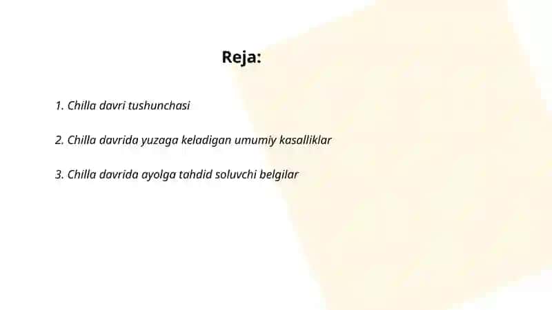 Chilla davridagi ayol va ilk yoshdagi bolalar kasalliklari 2