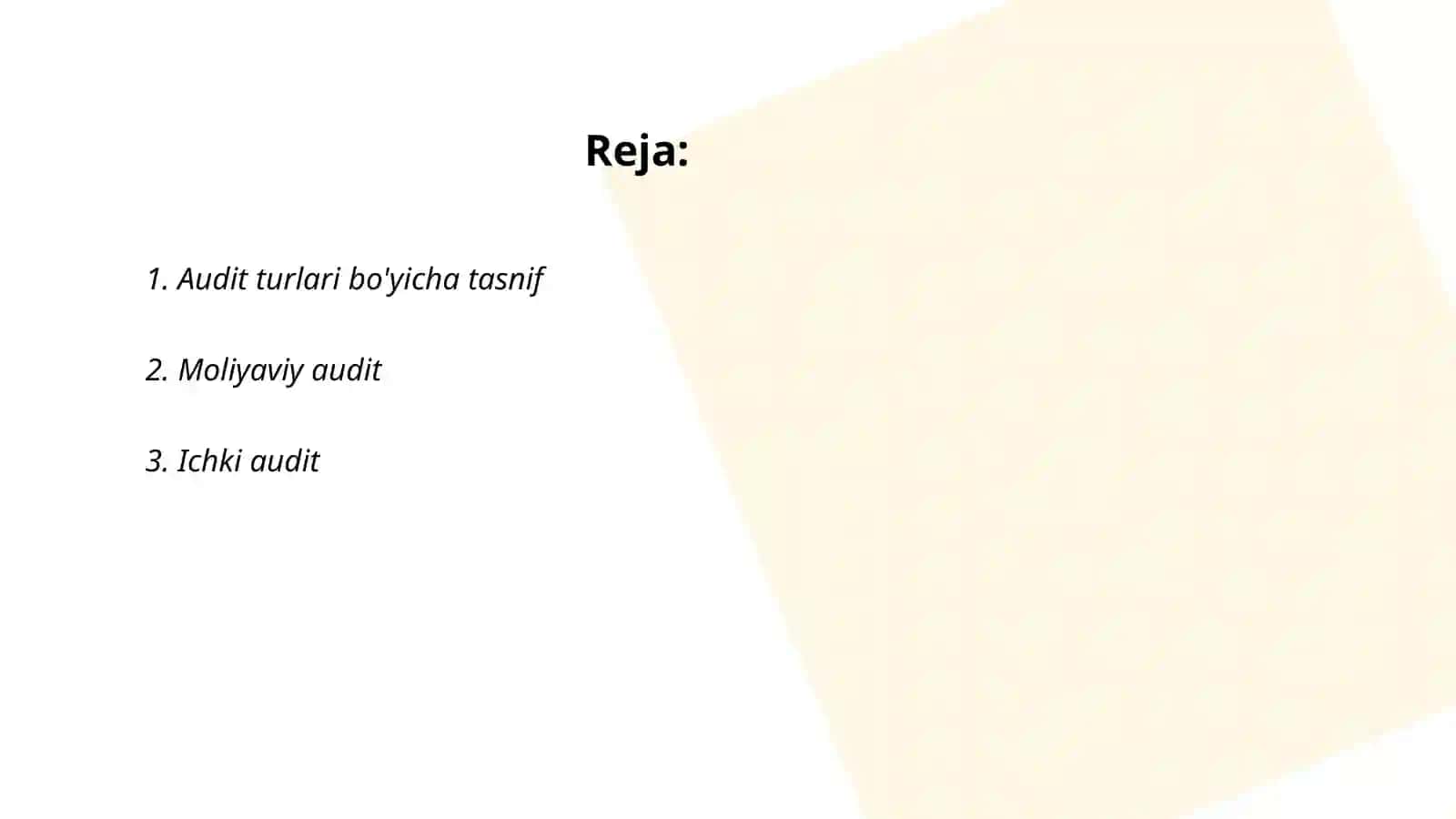 Audit turlari va funksional tasnifi 2