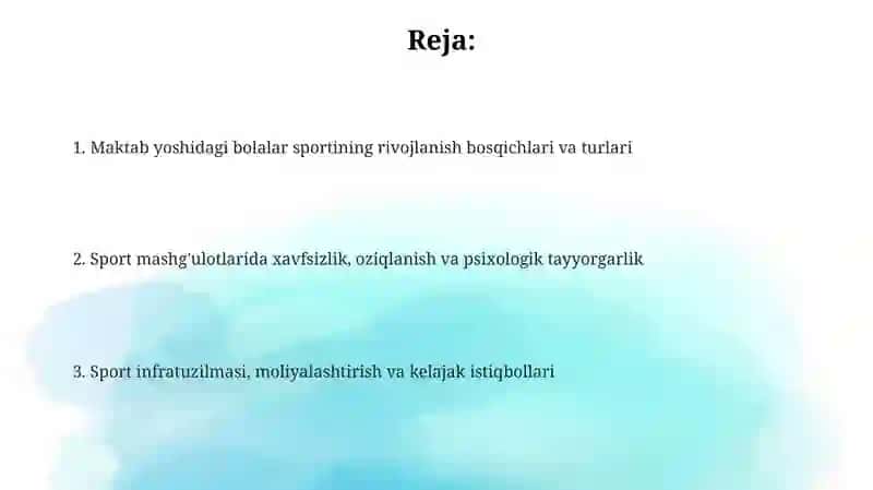 Maktabyoshidagibolalarsportinirivojlantirish 2