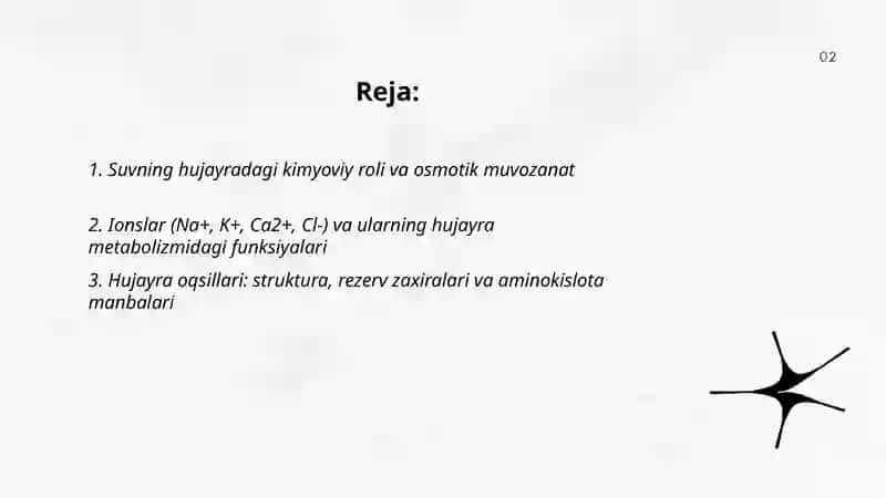 Hujayraning kimyoviy tarkibi asosiy zaxira moddalari va ularning metabolizmdagi roli 2