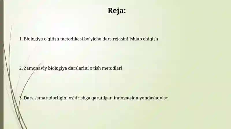 Biologiya òqitish metodikasidan dars ishlanma 2