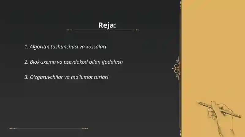 Algoritmlashtirish va dasturlash asoslari 2