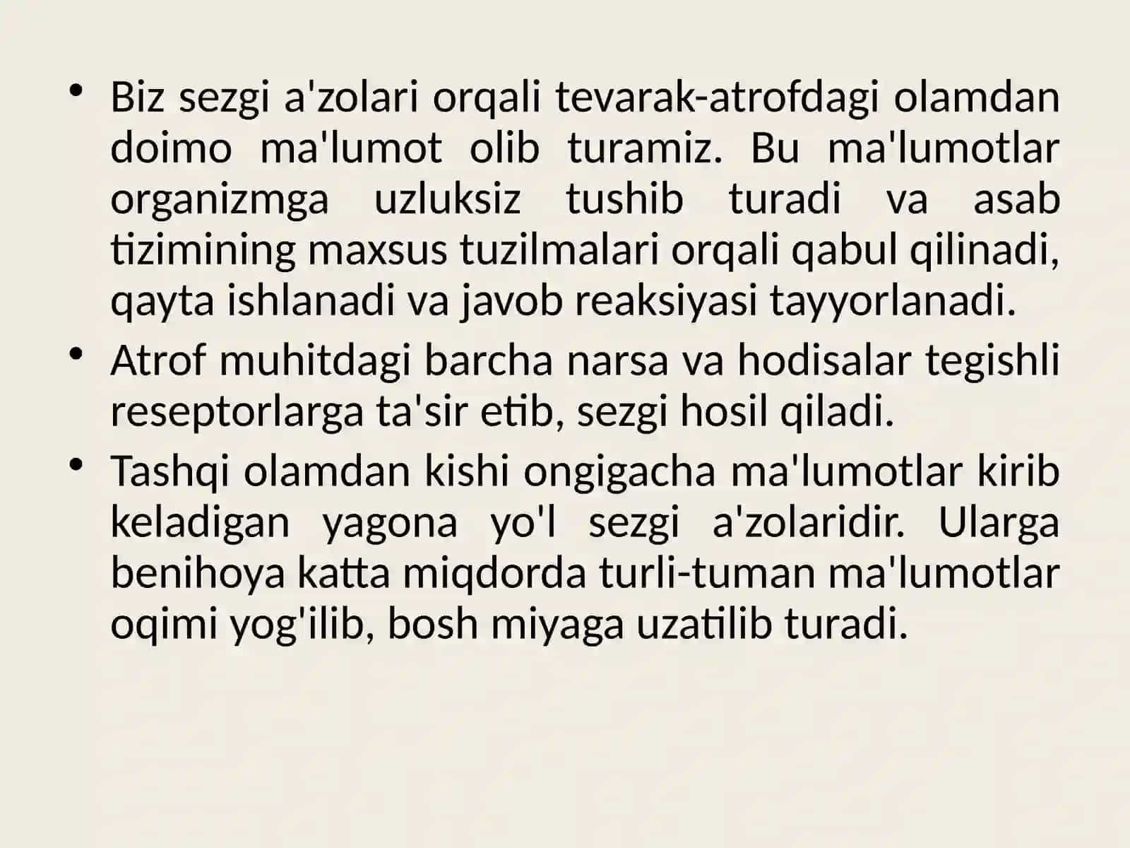 Sezgi va idrok psixik jarayonlarning boshlang’ich xolati ekanligi 2