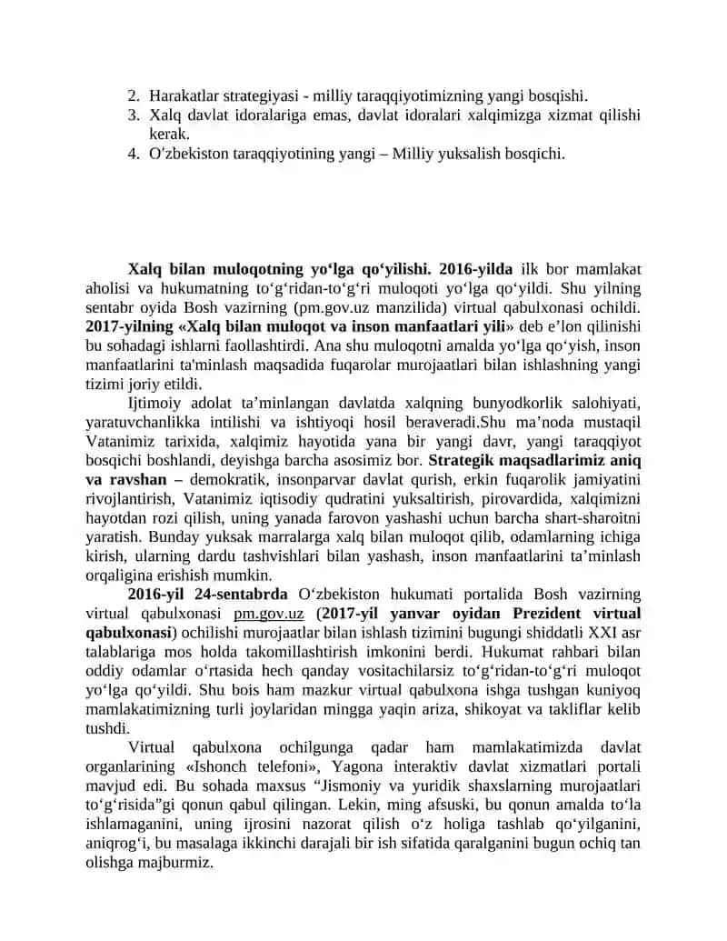 Yangilanayotgan O`zbekiston: milliy tiklanishdan – milliy yuksalish sari 2