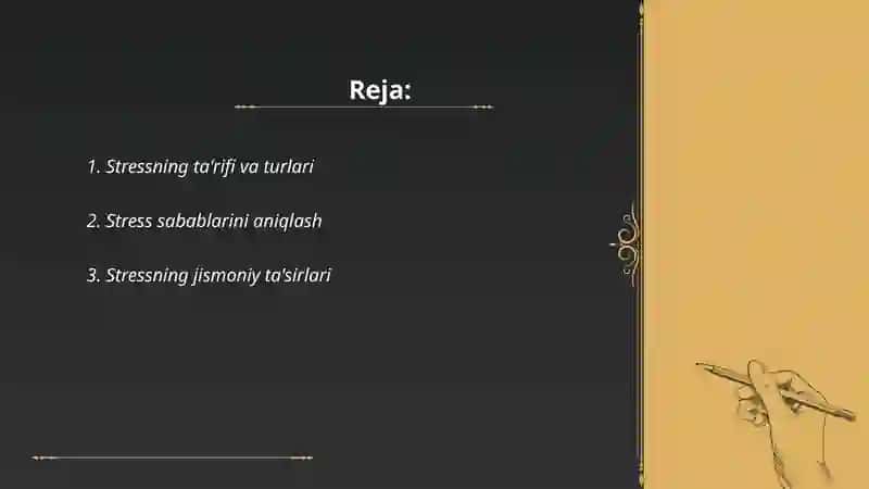 Stress va unga qarshi kurashish usullari 2