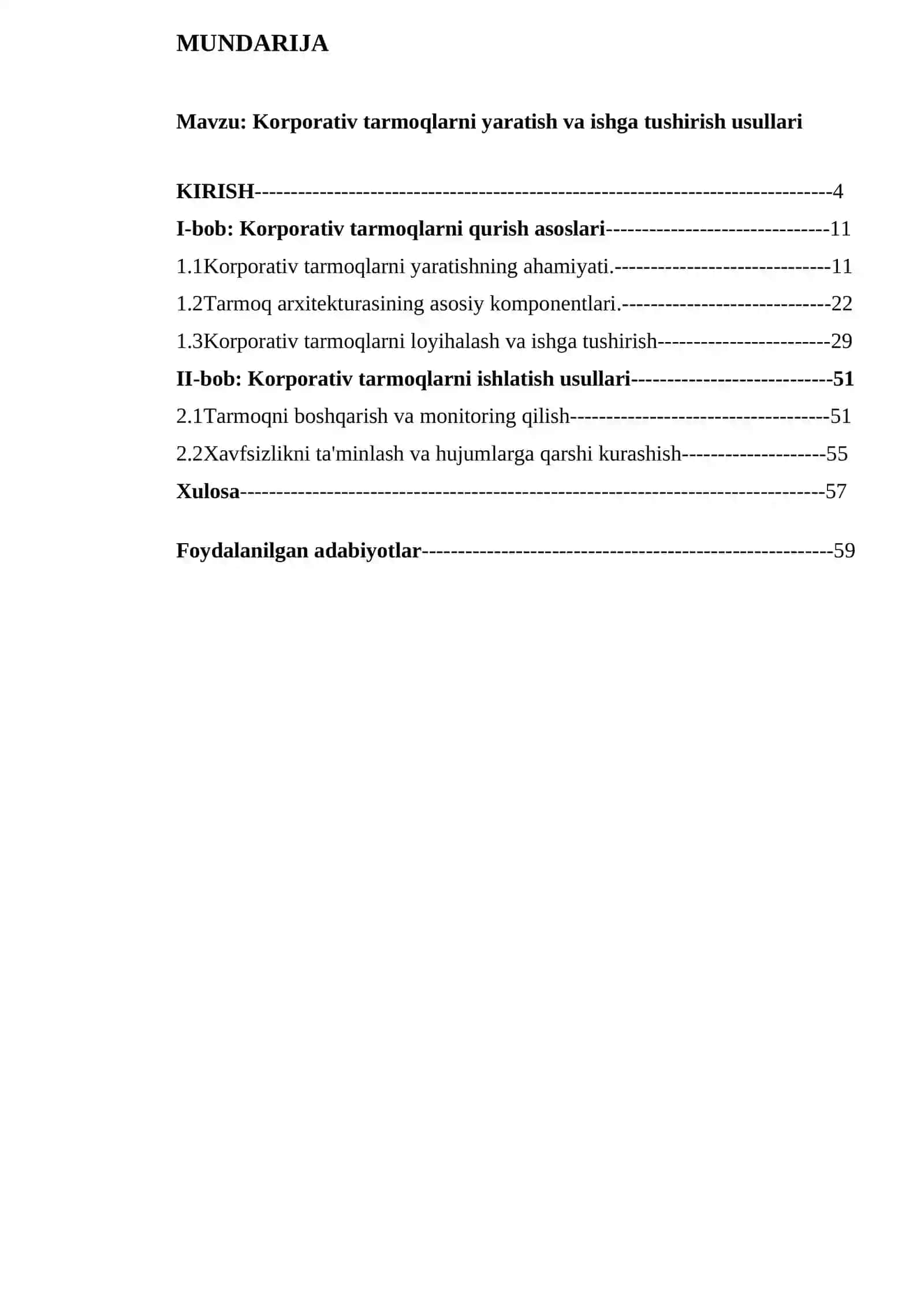 Ushbu malaka ishida Korporativ tarmoqlarni yaratish va ishga tushirish usullari tahlil qilinadi 2