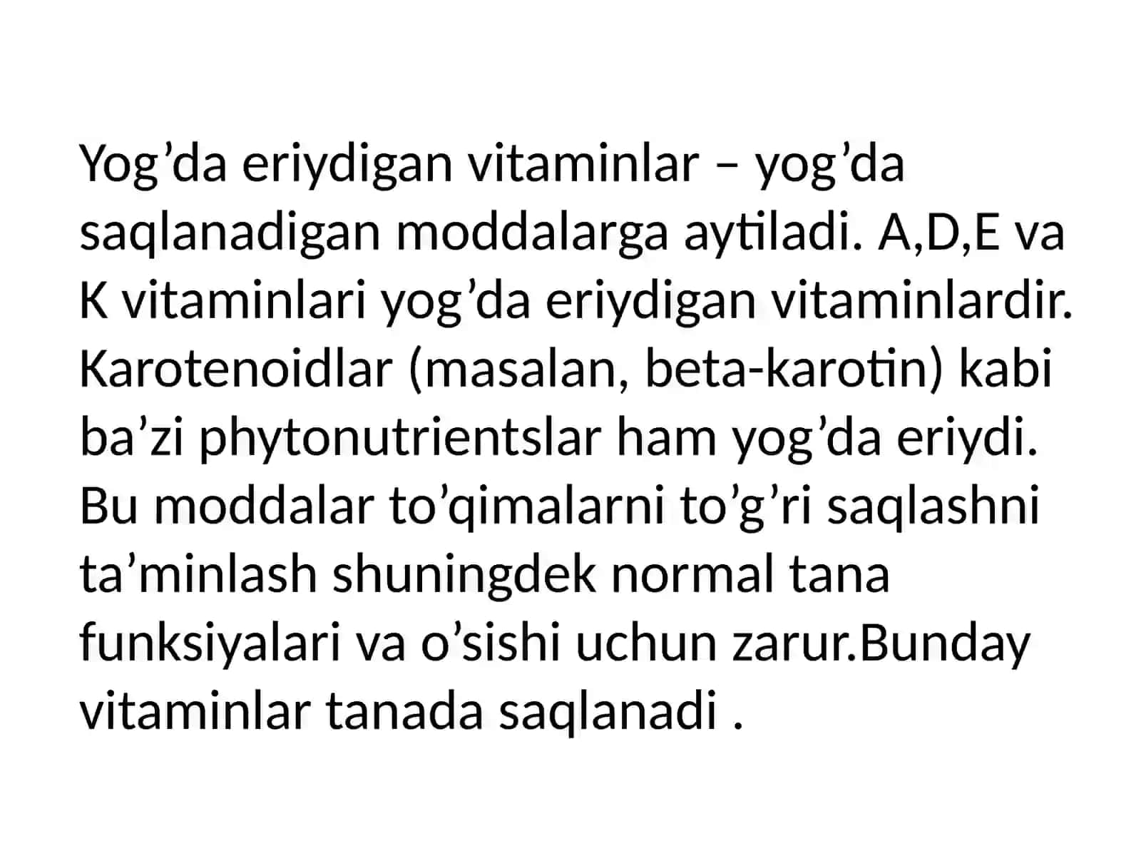 Yog’da eruvchan vitaminlar 2