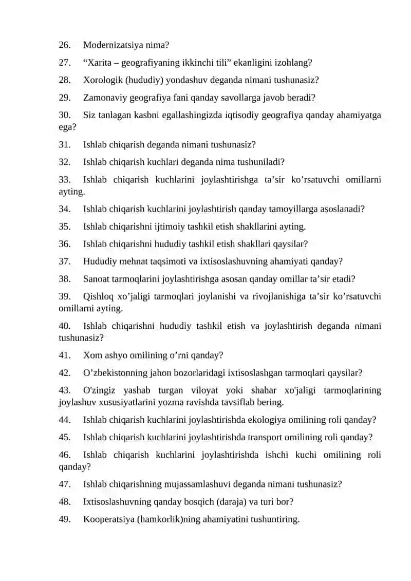Iqtisodiy Geografiya Fanining O'qitish Metodologiyasi 2
